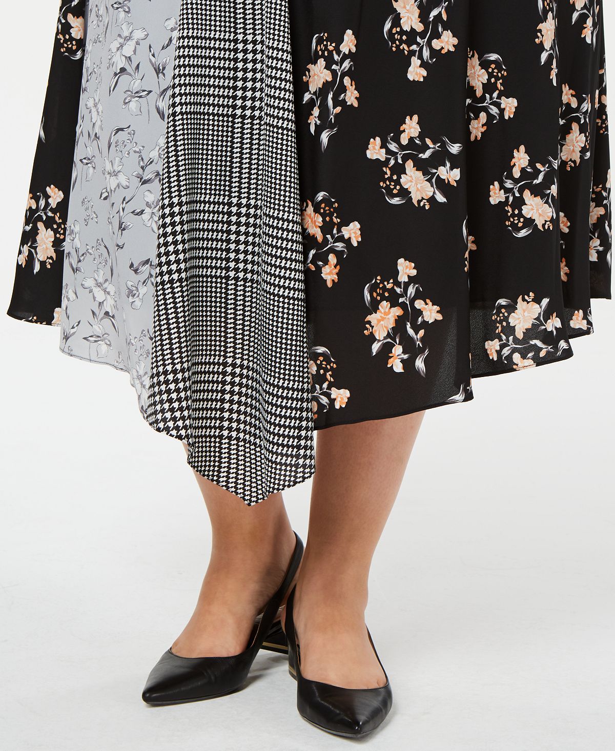 Calvin Klein Women's Plus Asymmetric Printed Midi Skirt Black Size 20W