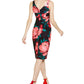 Trina Turk Women's Floral Sleeveless V Neck MIDI Sheath Dress Red Size 10