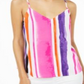 Bar III Women's Striped V Neck Blouse Pink Size Small