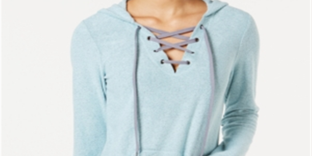 Ideology Women's Lace up Hoodie Green Size Small