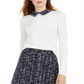 Maison Jules Women's Long Sleeve Tweed Collar Sweater White Size XX-Large