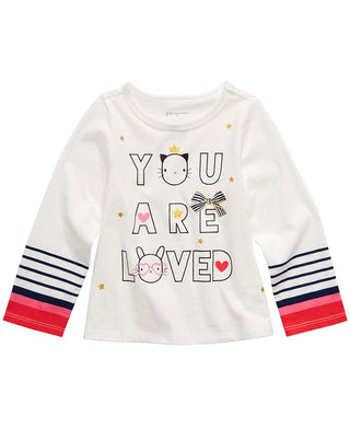 First Impressions Toddler Girl's Cotton Long Sleeve Graphic Print T-Shirt White Size 4T