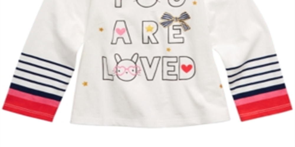 First Impressions Toddler Girl's Cotton Long Sleeve Graphic Print T-Shirt White Size 4T