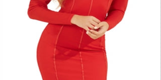Guess Women's Rachel Puff Sleeve Bustier Dress Red Size Medium