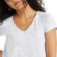 Alfani Women's Printed V Neck T-shirt White Size XX-Large