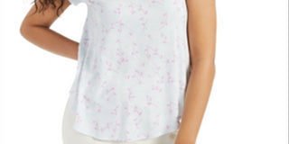 Alfani Women's Printed V Neck T-shirt White Size XX-Large