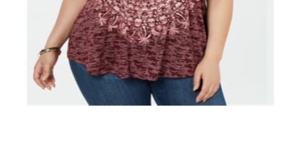 Style & Co Women's Plus Burnout Print Tank Purple Size 4X