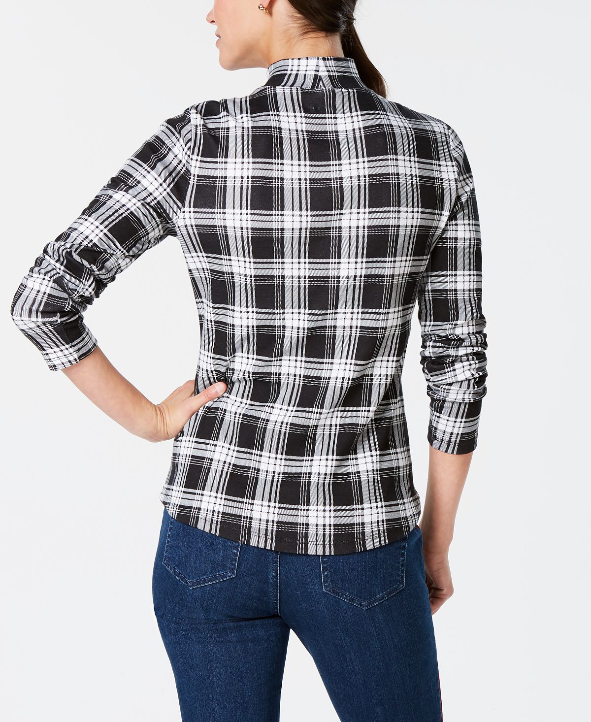 Charter Club Women's Cotton Plaid Top Black Size X-Small