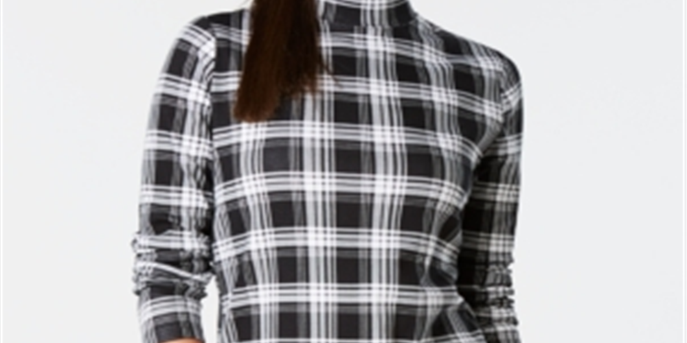 Charter Club Women's Cotton Plaid Top Black Size X-Small