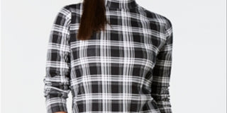 Charter Club Women's Cotton Plaid Top Black Size X-Small