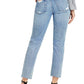Sam Edelman Women's Frayed Pocketed Zippered Straight Leg Jeans Blue Size 27