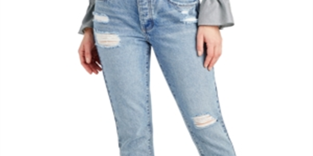 Sam Edelman Women's Frayed Pocketed Zippered Straight Leg Jeans Blue Size 27