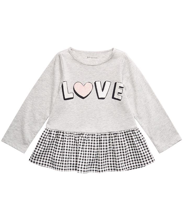 First Impressions Baby Girl's Love Peplum Top Gray Size 6-9MOS