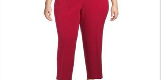 Kasper Women's Plus Stretch Crepe Slim Leg Pants Red Size 14W