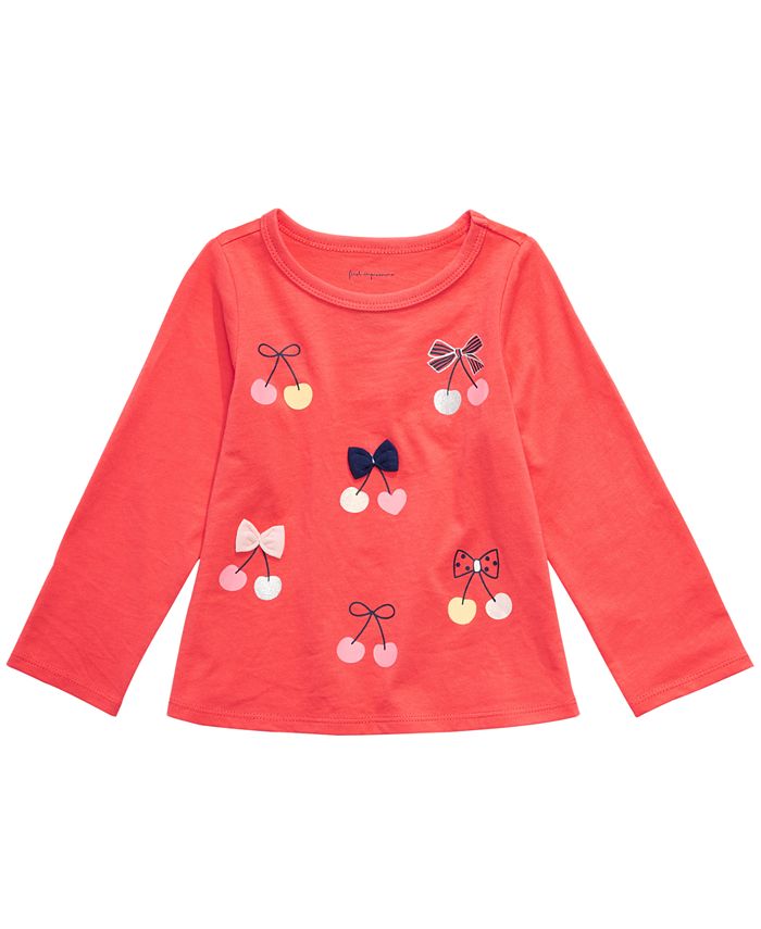 First Impressions Toddler Girl's Cotton Long Sleeve Cherry T-Shirt Orange Size 2T