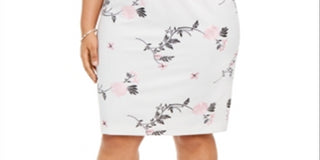 Kasper Women's Embroidered Floral Knee Length Skirt Pink Size 14W