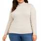 Style & Co Women's Plus Heathered Mock Neck Top Brown Size 2X