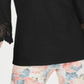 Charter Club Women's Lace Sleeve Top Black Size Petite Small