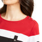Karen Scott Women's Sport Striped Button-Shoulder Top Red Size XX-Large
