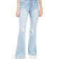 Dollhouse Junior's Ripped Button Fly Flare Leg Jeans Blue Size 3