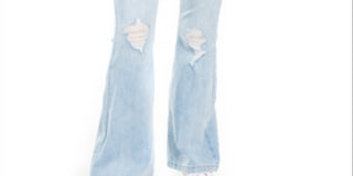 Dollhouse Junior's Ripped Button Fly Flare Leg Jeans Blue Size 3
