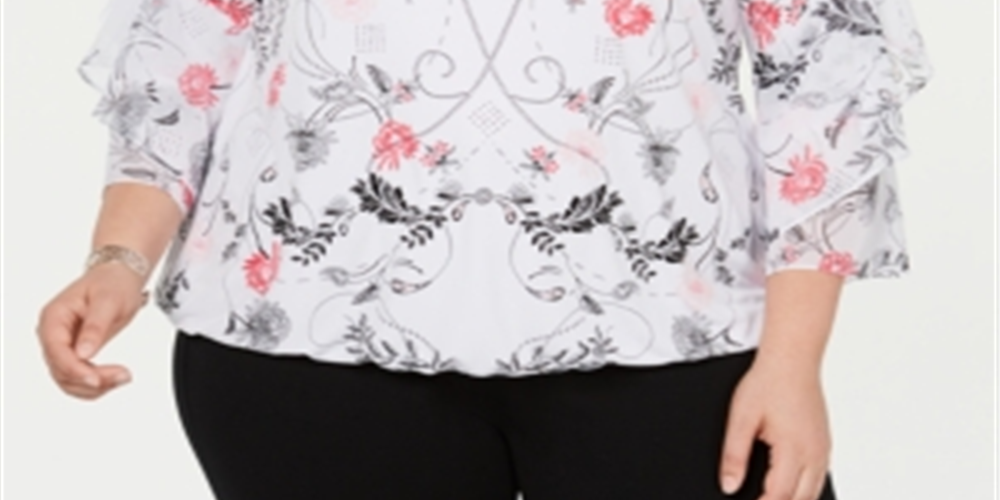 Alfani Women's Plus Ruffled Sleeve Top Pink Size 0X