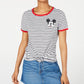 Disney Junior's Mickey Mouse Striped Graphic Ringer T-Shirt Gray Size X-Small