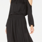 Alfani Women's Cold Shoulder Long Sleeve Crew Neck Knee Length Sheath Evening Dress Black Size X-Large
