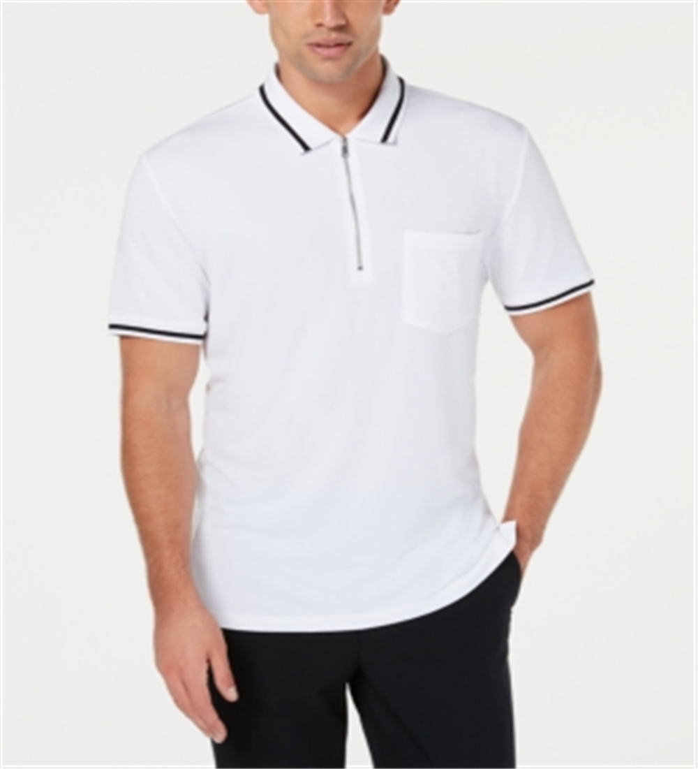 INC International Concepts Men's Quarter Zip Polo White Size X-Large