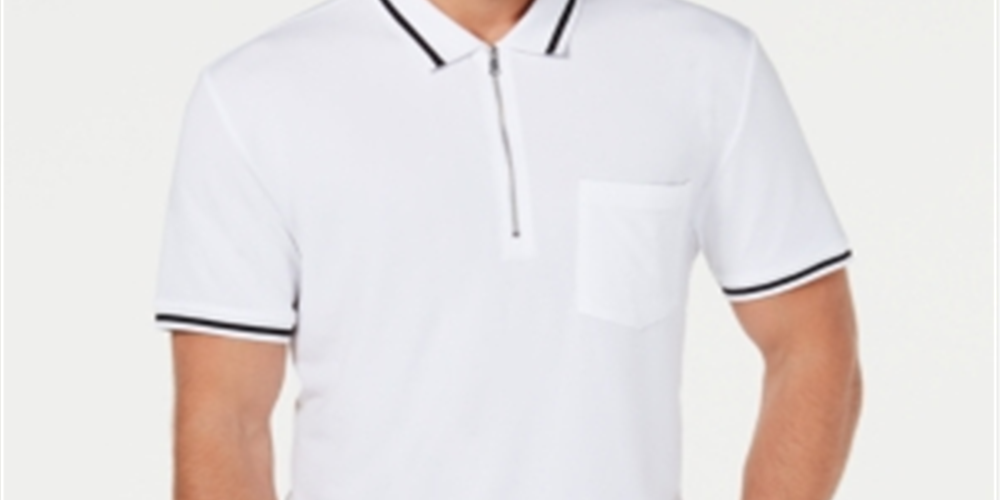 INC International Concepts Men's Quarter Zip Polo White Size X-Large