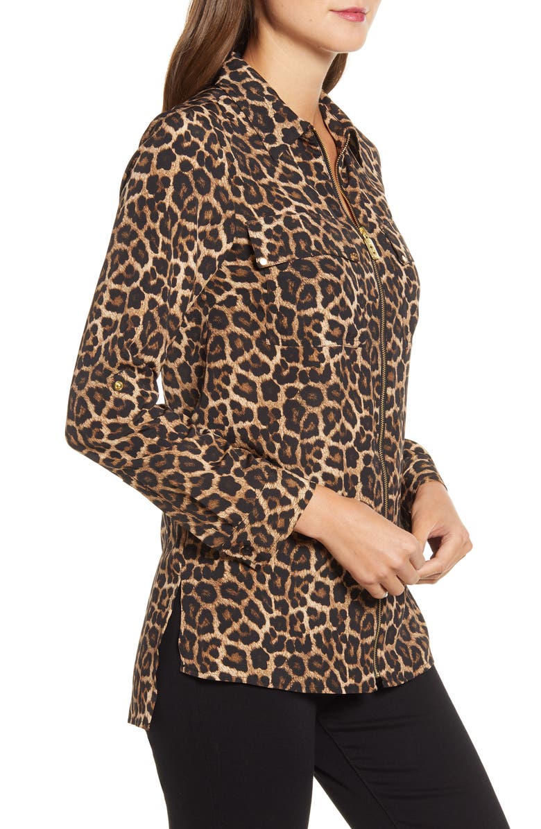 Michael Kors Women's Leopard Print Top Brown- Size X-Large