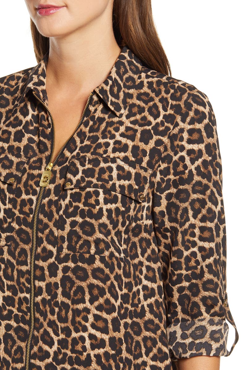 Michael Kors Women's Leopard Print Top Brown- Size X-Large