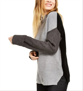 Calvin Klein Women's Mock Neck Colorblocked Sweater Gray Size X-Large