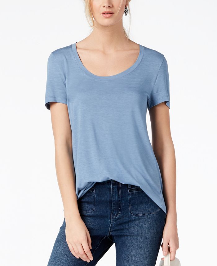 Maison Jules Women's Scoop Neck T-Shirt Blue Size X-Large