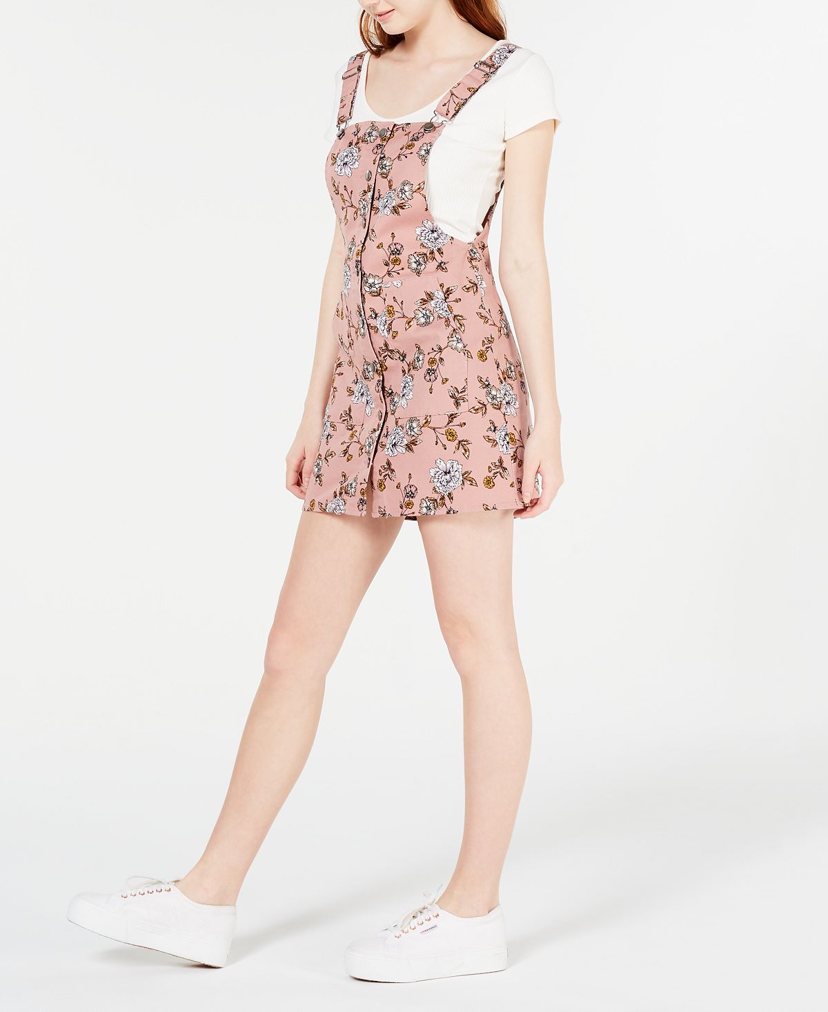 Tinseltown Junior's Blush Floral Skirtall White Size Small