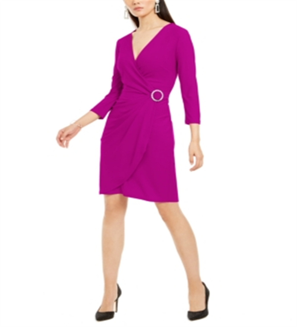 INC International Concepts Women's Rhinestone Wrap Dress Pink Size X-Small