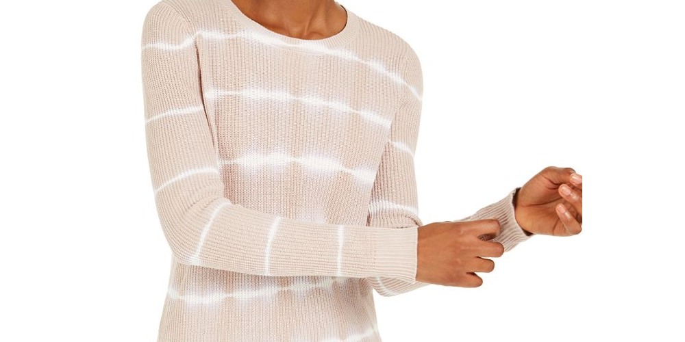INC International Concepts Women's Ribbed Knit Tie Dye Crewneck Sweater Brown Size S