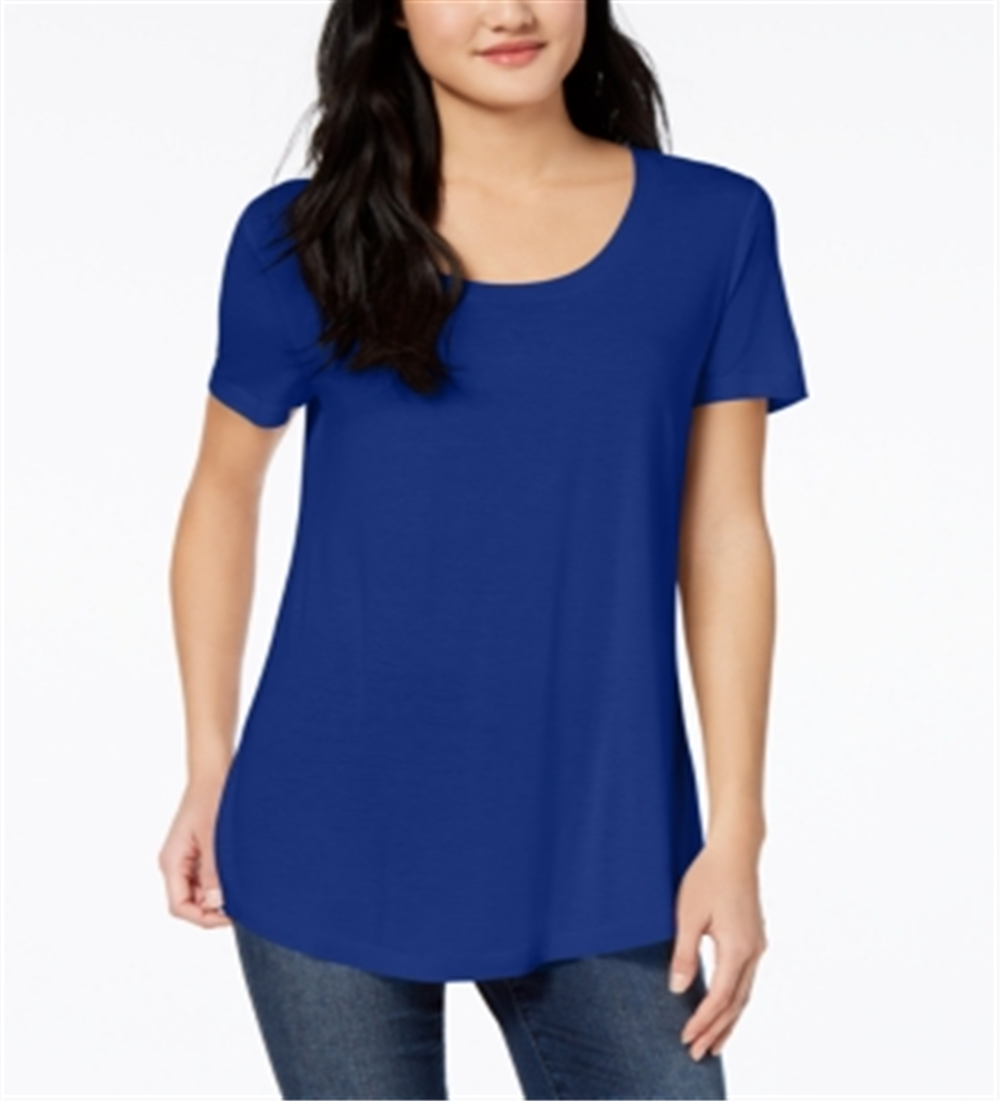 Maison Jules Women's Scoop Neck T-Shirt Blue Size X-Small