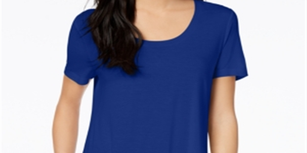 Maison Jules Women's Scoop Neck T-Shirt Blue Size X-Small