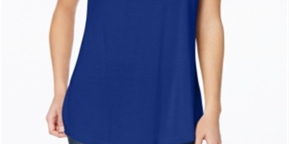 Maison Jules Women's Scoop Neck T-Shirt Blue Size X-Small