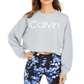 Calvin Klein Women's Performance Logo Drop Shoulder Cropped Sweatshirt Grey Size Medium