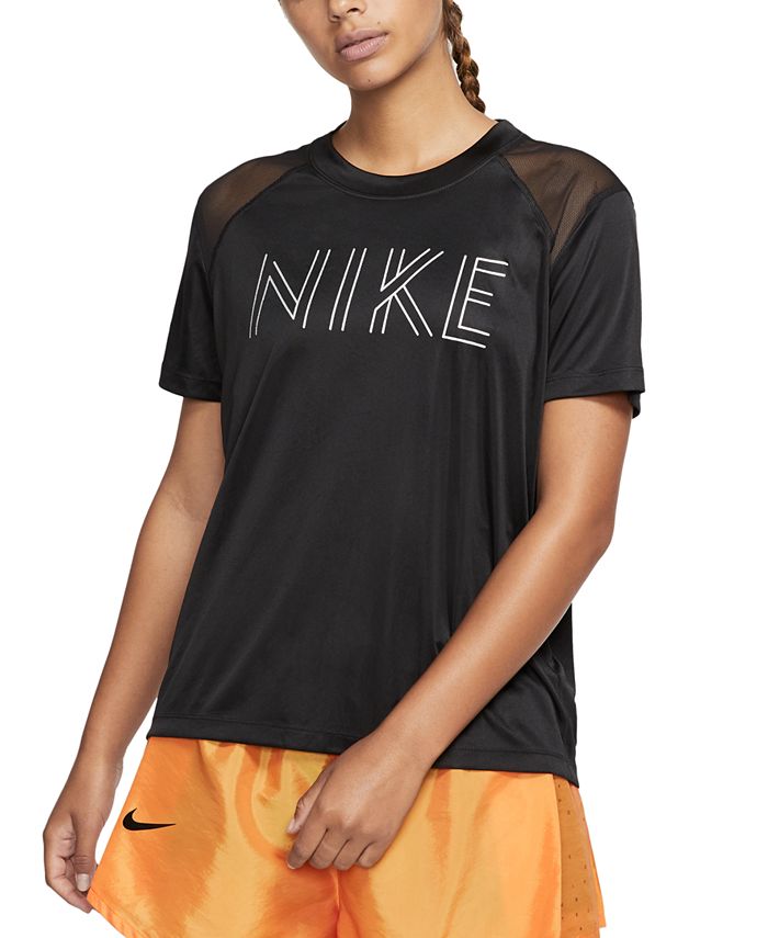 Nike Women's Miler Dri fit Metallic Logo T-Shirt Black Size X-Large