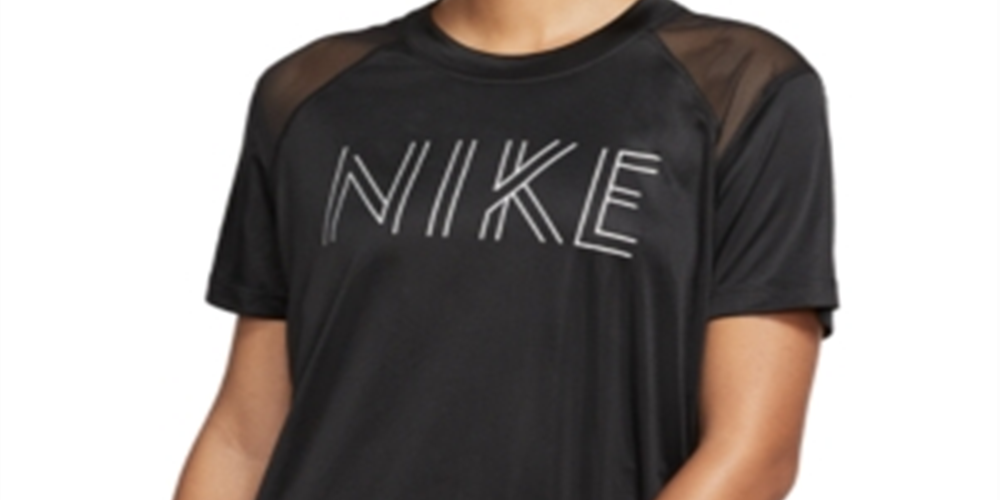 Nike Women's Miler Dri fit Metallic Logo T-Shirt Black Size X-Large