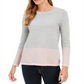 Charter Club Women's Colorblocked Ottoman Sweater Gray Size X-Small