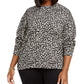 Michael Kors Women's Plus Leopard Jacquard Sweater -Black Size 2XL