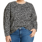 Michael Kors Women's Plus Leopard Jacquard Sweater -Black Size 2XL