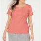 Karen Scott Women's Split Neck Top Pink Size XS