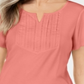 Karen Scott Women's Split Neck Top Pink Size XS