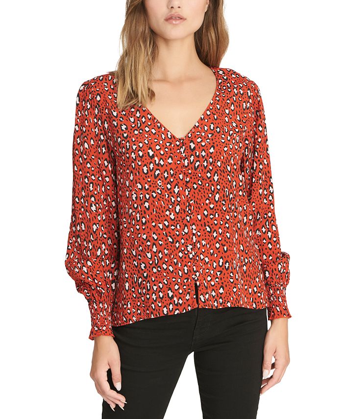 Sanctuary Women's Noelle Smocked Sleeve Top Red Size -XXS
