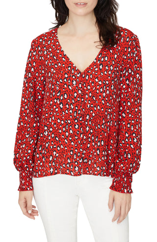 Sanctuary Women's Noelle Smocked Sleeve Top Red Size -XXS